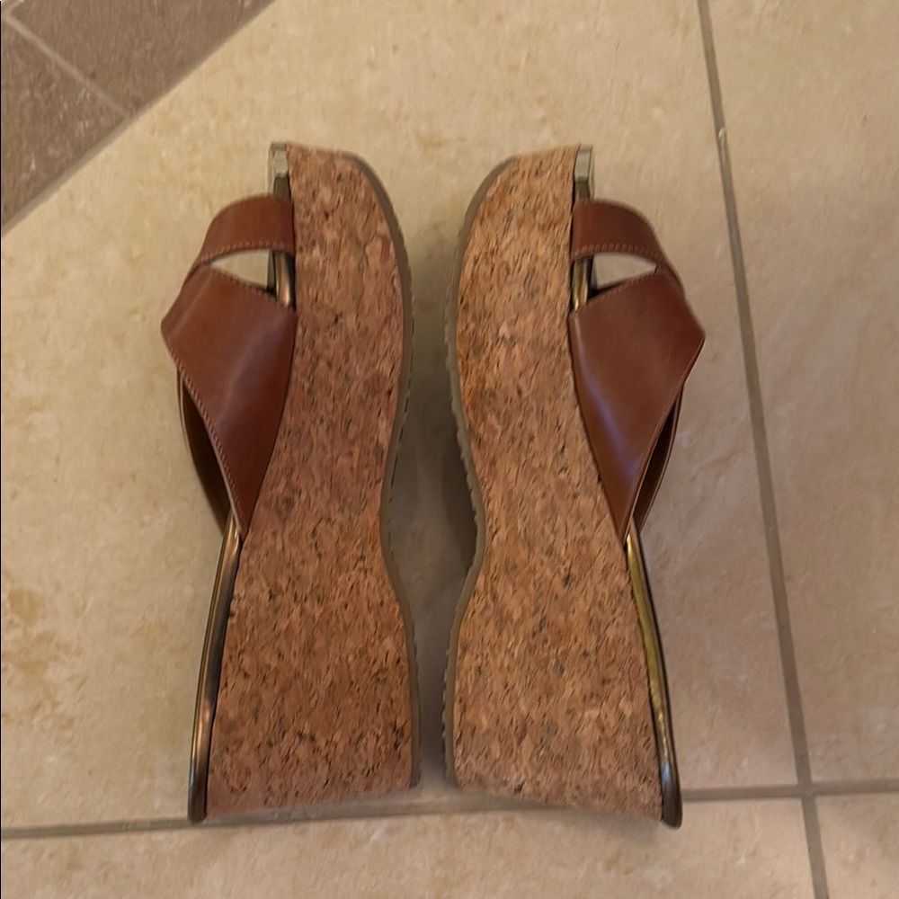 Jimmy Choo Brown and Gold Mules - Picture 3 of 8